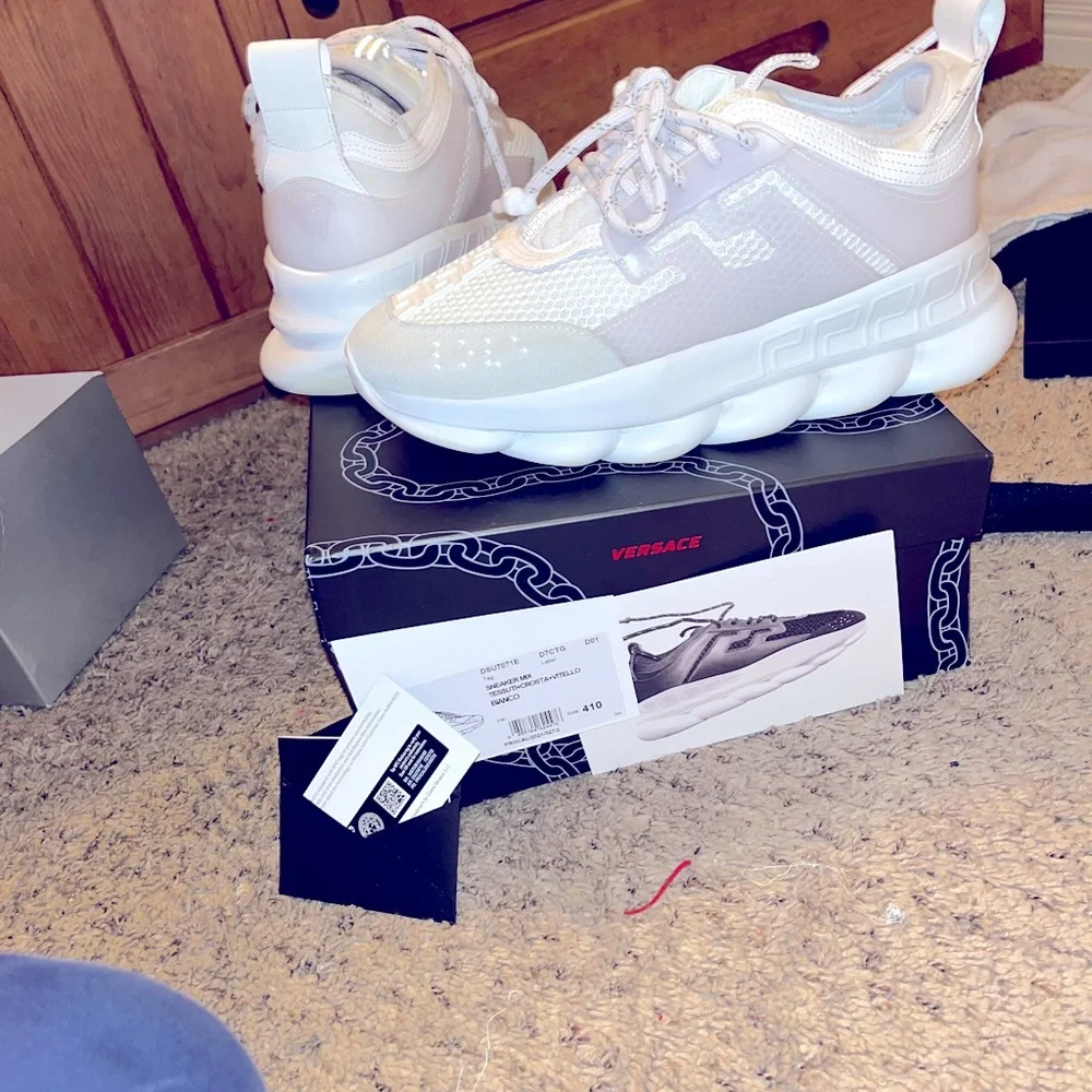 Versace | Shoes | Versace Chain Reaction All White | Poshmark